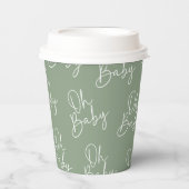 Gobelets En Papier Script moderne Sage Oh Baby Baby shower simple (Recto)