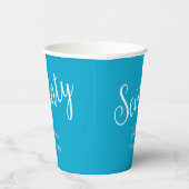 Gobelets En Papier Script simple moderne Aqua Blue 70th Birthday Part (Droite)