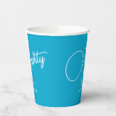 Gobelets En Papier Script simple moderne Aqua Blue 80th Birthday Part (Gauche)