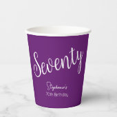 Gobelets En Papier Script simple moderne Automne Purple 70e anniversa (Recto)