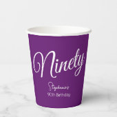 Gobelets En Papier Script simple moderne Automne Purple 90e anniversa (Verso)