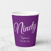 Gobelets En Papier Script simple moderne Automne Purple 90e anniversa (Recto)