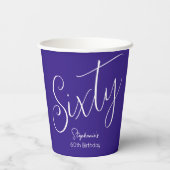 Gobelets En Papier Script simple moderne violet 60e anniversaire (Verso)