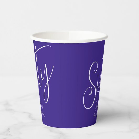 Gobelets En Papier Script simple moderne violet 60e anniversaire (Gauche)