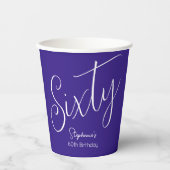 Gobelets En Papier Script simple moderne violet 60e anniversaire (Recto)