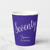 Gobelets En Papier Script simple moderne violet 70e anniversaire (Verso)