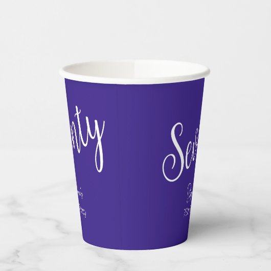 Gobelets En Papier Script simple moderne violet 70e anniversaire (Gauche)