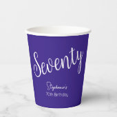 Gobelets En Papier Script simple moderne violet 70e anniversaire (Recto)