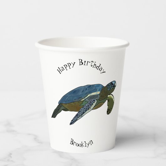 Gobelets En Papier Sea turtle cartoon (Recto)