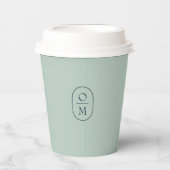 Gobelets En Papier Seafoam Green | Minimal Monogram Wedding (Recto)