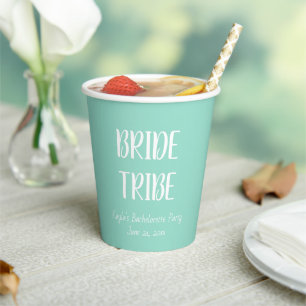 Gobelets En Papier Seafoam Simple Couleur Mariage Mariée Tribe