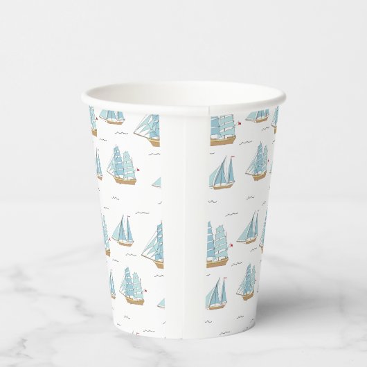 Gobelets En Papier Seatime été Cute yachts avec voile (Droite)