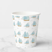 Gobelets En Papier Seatime été Cute yachts avec voile (Recto)