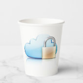 Gobelets En Papier Secure Cloud Storage Icon with Padlock (Recto)
