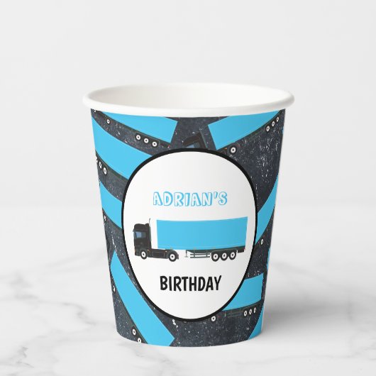Gobelets En Papier Semi-remorque Camion Transport Camions Anniversair (Verso)