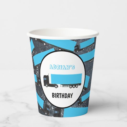 Gobelets En Papier Semi-remorque Camion Transport Camions Anniversair (Recto)