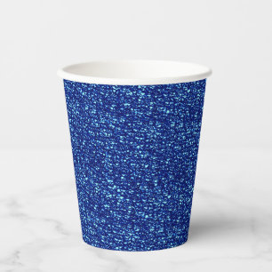 GOBELETS EN PAPIER SÉQUINS BLEUS COUPES DE FÊTE PAPIER