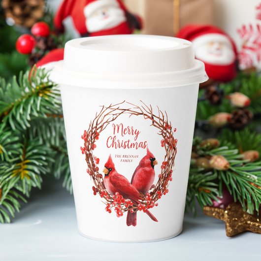 Gobelets En Papier Serre de Noël traditionnel Cardinal Rouge Festin