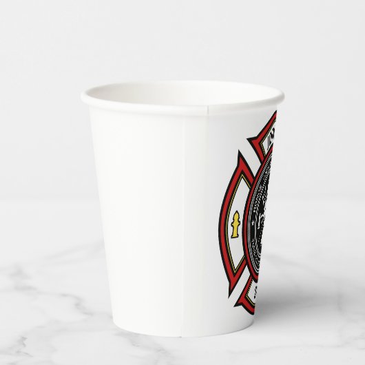 Gobelets En Papier Service d'incendie AJOUTER LE NOM Pompier Insigne (Droite)