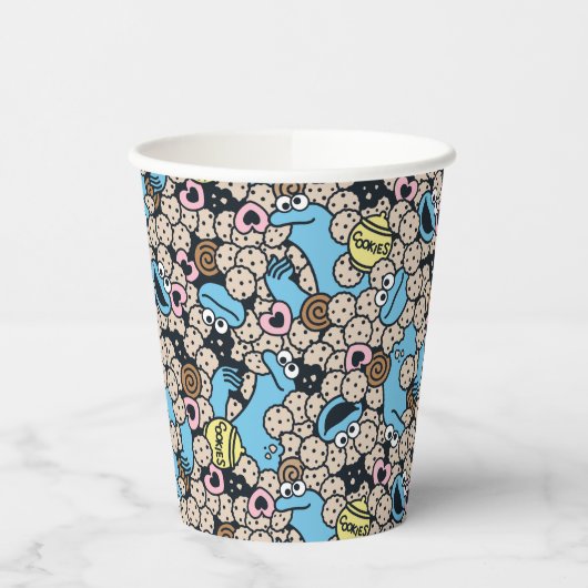 Gobelets En Papier Sésame Sésame | Cookie Monster Doodle Motif (Gauche)