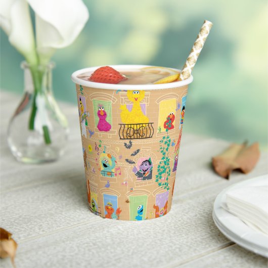 Gobelets En Papier Sesame Street Apartment Windows Pattern (Insitu)