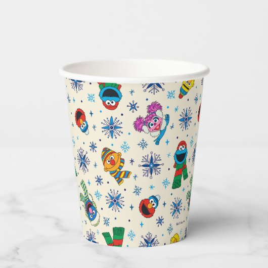 Gobelets En Papier Sesame Street Noël Snowflake Motif (Verso)