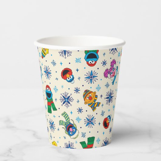 Gobelets En Papier Sesame Street Noël Snowflake Motif (Recto)