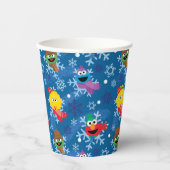 Gobelets En Papier Sesame Street Winter Snowflake Motif (Recto)