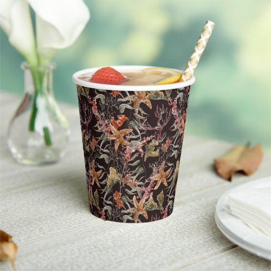 Gobelets En Papier Shabby Sea Life Pattern (Insitu)