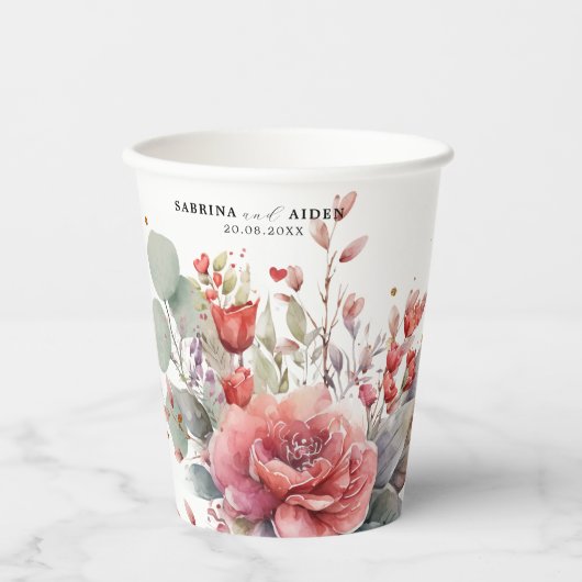 Gobelets En Papier Shade Of Blush Pink Peach Dusty Blue Wedding (Recto)