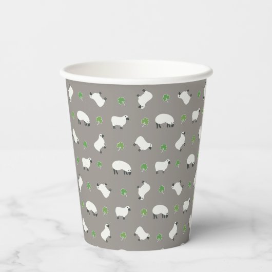 Gobelets En Papier Shamrock irlandais et Motif mouton (Verso)