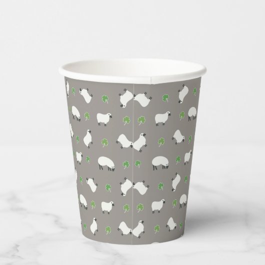 Gobelets En Papier Shamrock irlandais et Motif mouton (Droite)