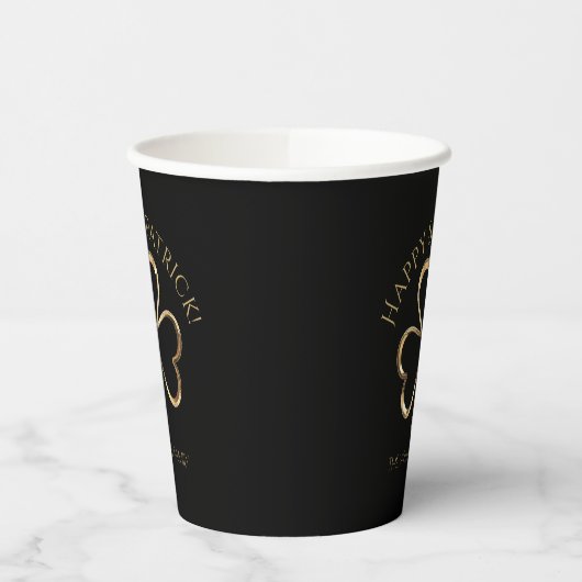 Gobelets En Papier Shamrock noir et or Clover St. Patrick's Day (Gauche)