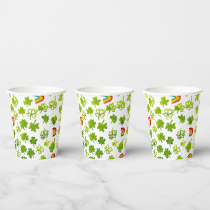 Gobelets En Papier Shamrock Rainbows Watercolor Irlande St patrick