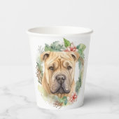 Gobelets En Papier Shar Pei Christmas Wreath Festive Pup (Verso)