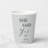 Gobelets En Papier She Said Yes Bridal Shower Grey Party (Verso)