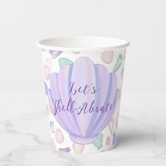 Gobelets En Papier Shell Game Pastel Seashell fête d'anniversaire (Verso)