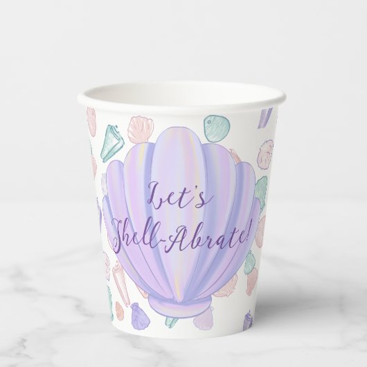 Gobelets En Papier Shell Game Pastel Seashell fête d'anniversaire (Recto)