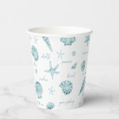 Gobelets En Papier Shells Starfish Sun Fun Texte Turquoise ID918 (Droite)
