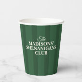 Gobelets En Papier Shenanigan Family Name Green Stripes (Verso)