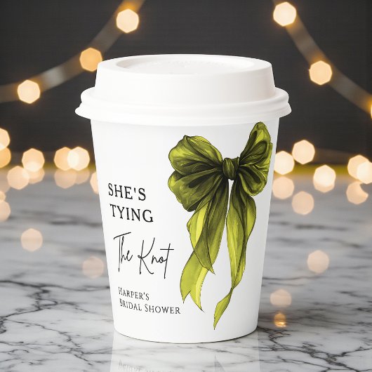 Gobelets En Papier She's Tying The Knot Chartreuse Bow Bridal Shower