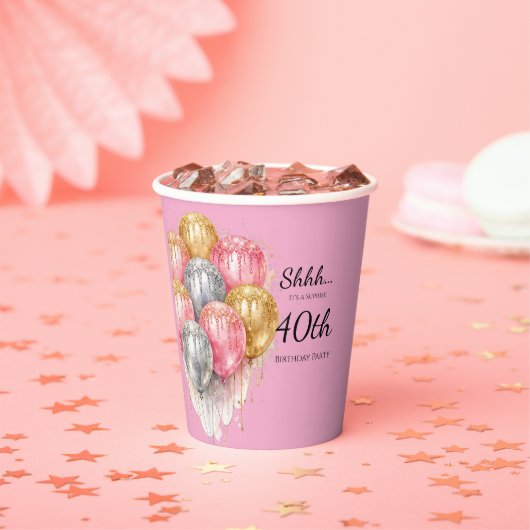 Gobelets En Papier Shh Surprise Birthday Party (Insitu)