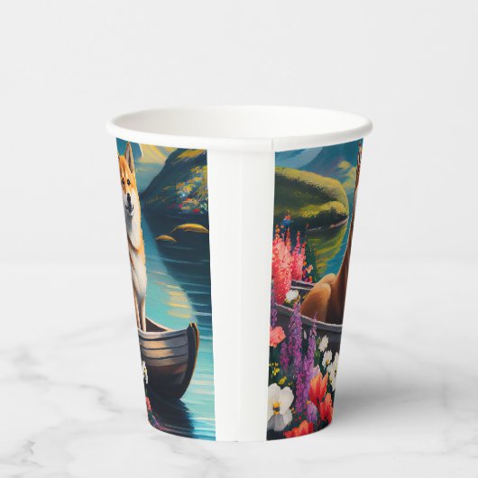 Gobelets En Papier Shiba Inu sur une pagaie : une aventure Pittoresqu (Droite)