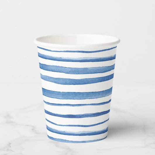 Gobelets En Papier Shibori indigo bleu rayures blanches japonais tein (Gauche)