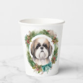 Gobelets En Papier Shih Tzu Christmas Wreath Festive Pup (Verso)