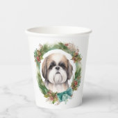 Gobelets En Papier Shih Tzu Christmas Wreath Festive Pup (Recto)