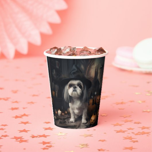 Gobelets En Papier Shih Tzu Citrouilles Halloween effrayant (Insitu)