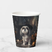 Gobelets En Papier Shih Tzu Citrouilles Halloween effrayant (Recto)