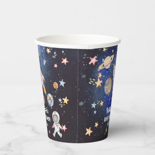 Gobelets En Papier Shower Baby Boy Rocket Planets (Droite)