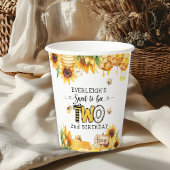 Gobelets En Papier Si doux à être deux 2ème anniversaire fleuri